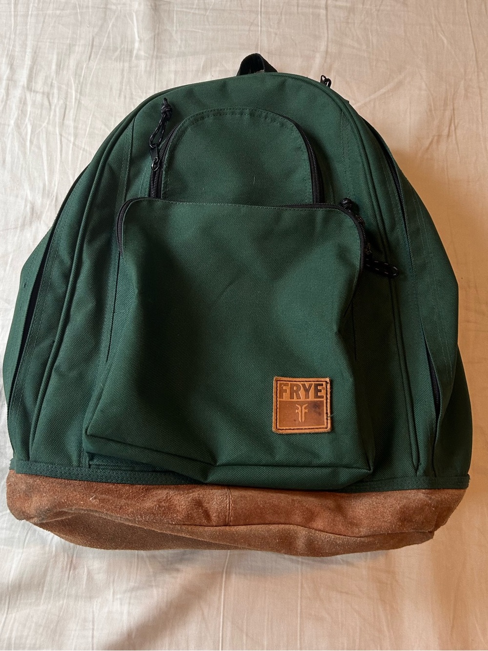 Frye Canvas Backpack with Suede Base- FOREST GREEN - UNISEX